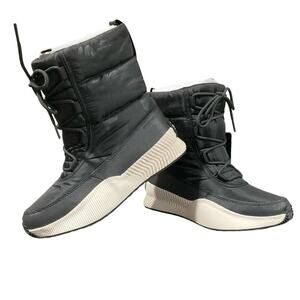 SOREL Out N About Waterproof Puffy Lace Up Boots Black Size 7 NIB